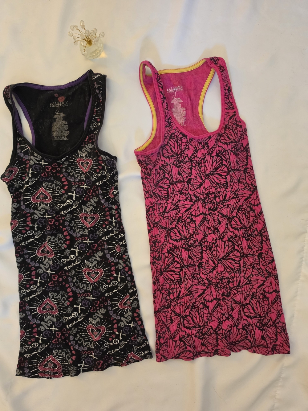 Miley Cyrus & Max Azria Pink and Black Muscle Tee Tanks (2)